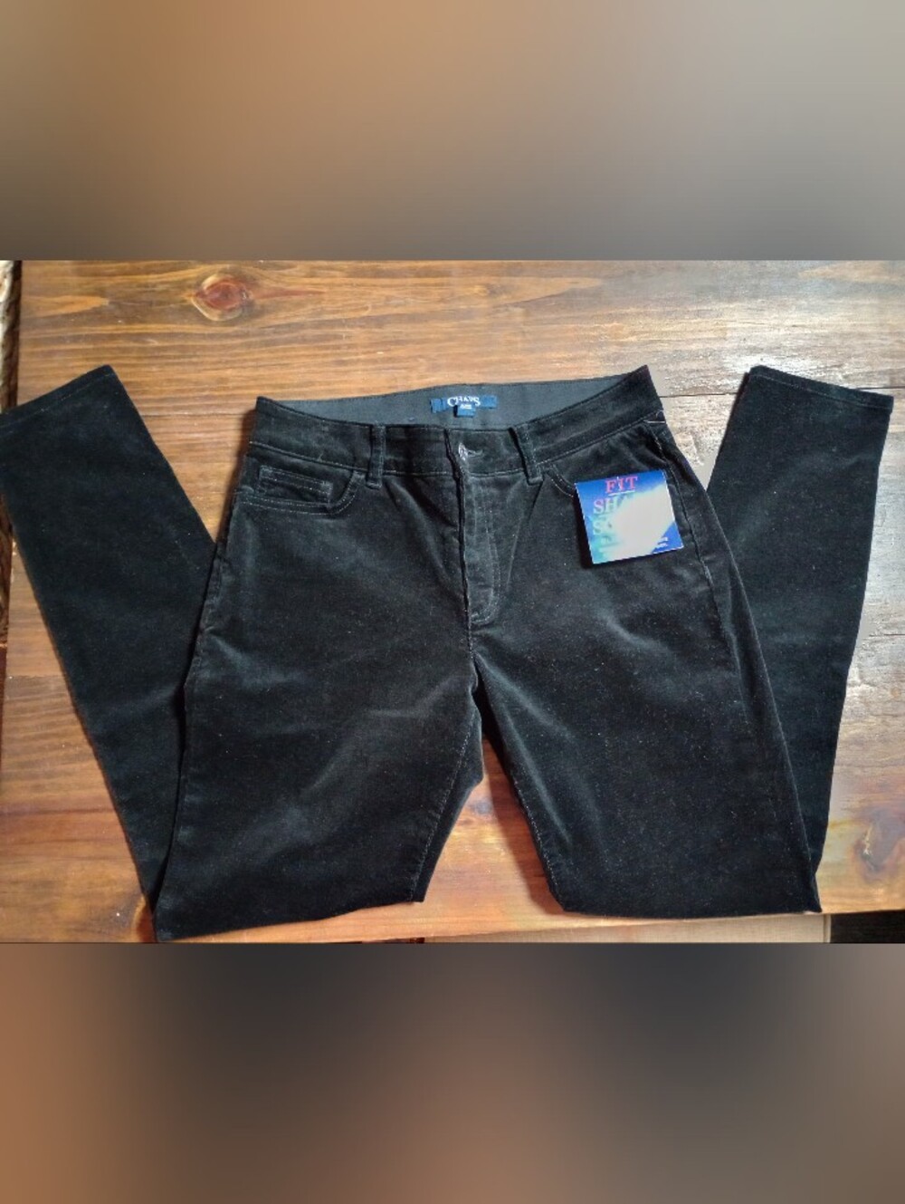 NWT Chaps Black Slimming Fit Corduroy Jeans 98% Cotton Size 6